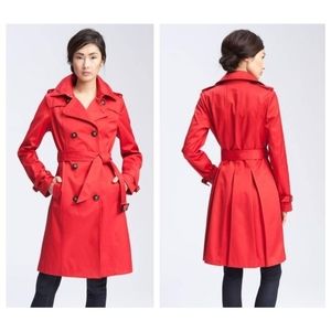 Dawn Levy Red Double Breasted Trench Coat